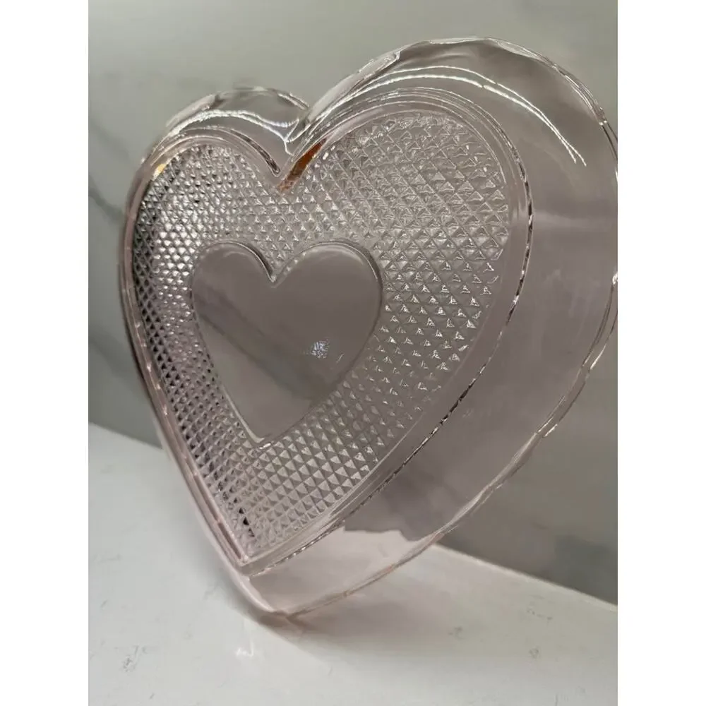 Williams Sonoma 2003 Limited Edition Pink Glass Heart Serving Plate w/ OG Box